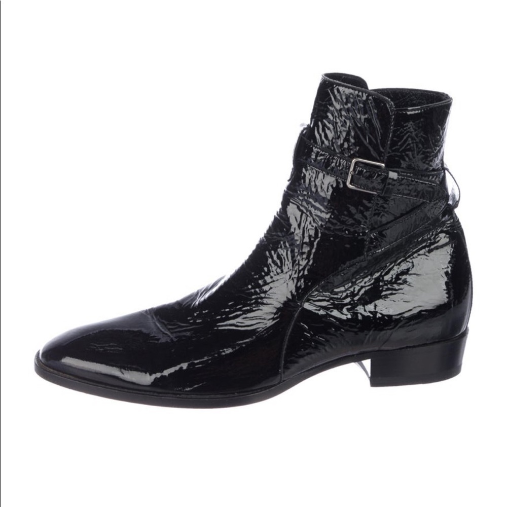Saint Laurent Patent Leather Ankle Boots
